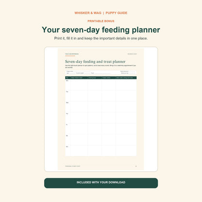 From Bowl to Best Start: printable seven-day feeding planner